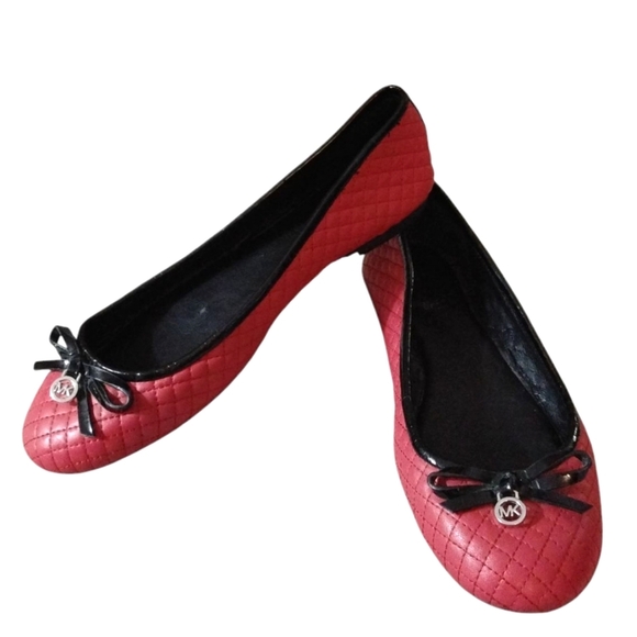 Michael Kors Red Quilted Leather Ballet Flats Size 6 M - Picture 1 of 10